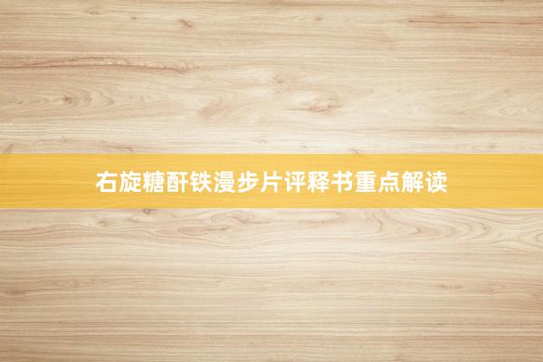 右旋糖酐铁漫步片评释书重点解读