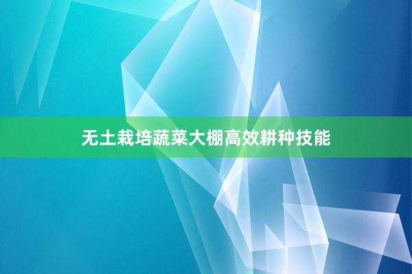 无土栽培蔬菜大棚高效耕种技能