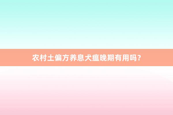 农村土偏方养息犬瘟晚期有用吗？