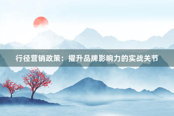 行径营销政策:擢升品牌影响力的实战关节